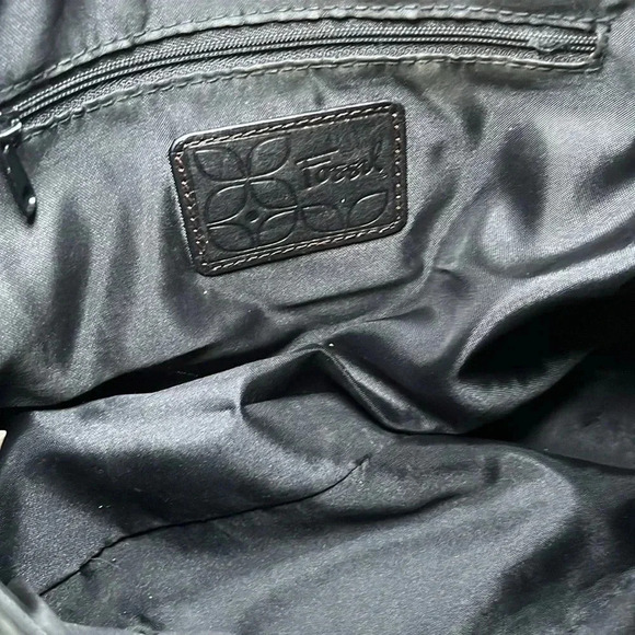 Vintage Fossil Canvas‎ Handbag Black 90's Y2K Classic Timeless Solid Minimalist - Picture 11 of 13